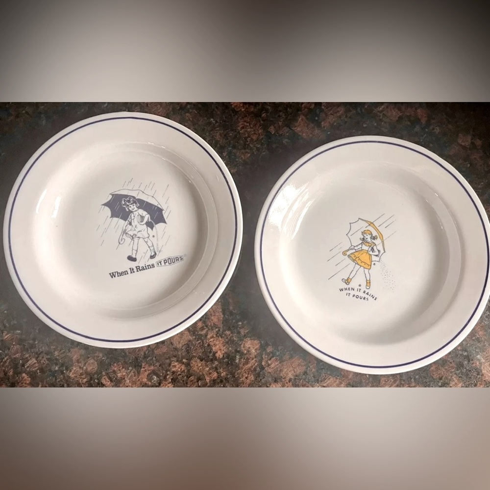 Two Morton Salt Themed Corelle Bowls -- 8.5" Diameter -